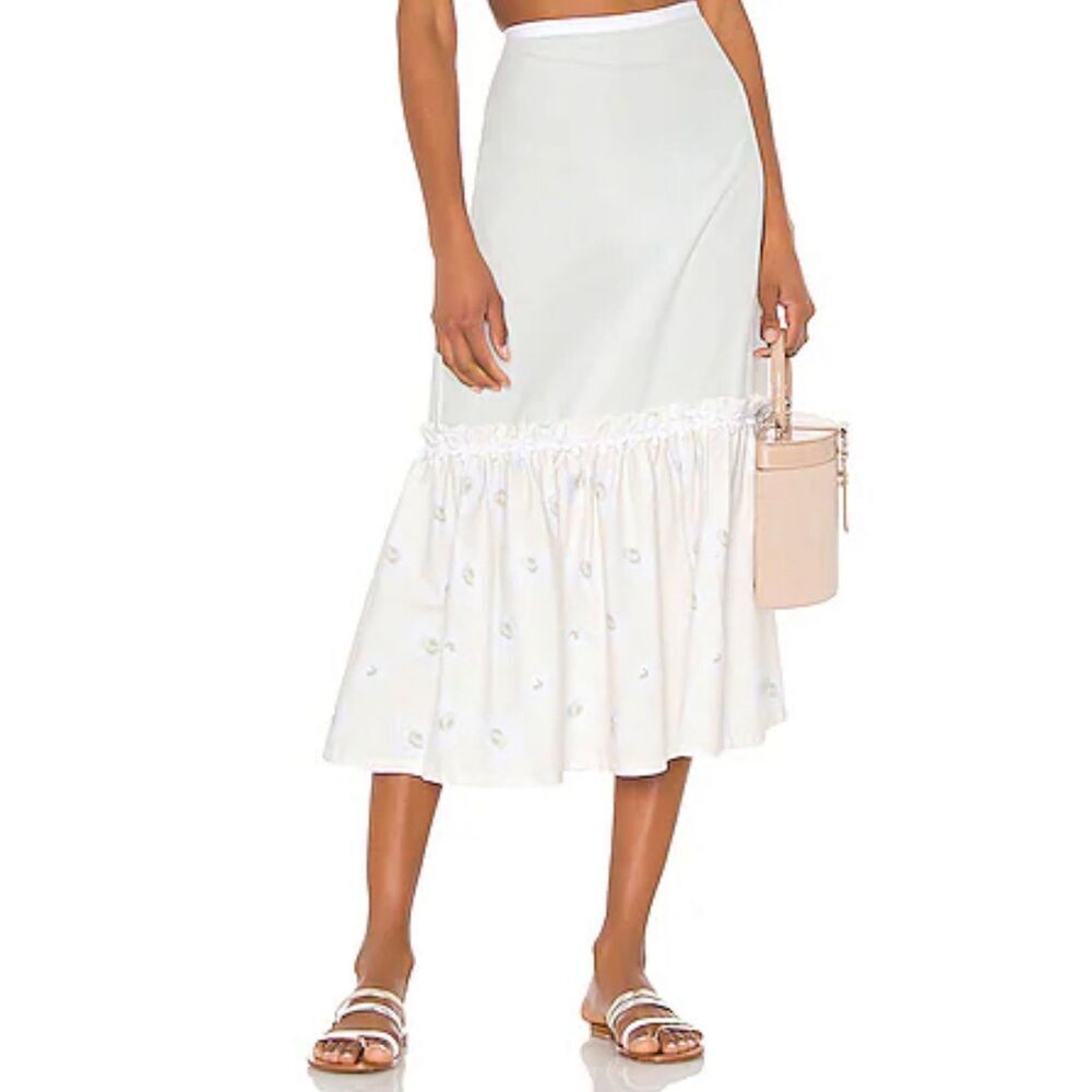 NWT Solid & Striped Flower Peasant Skirt Women’s Reg Size L